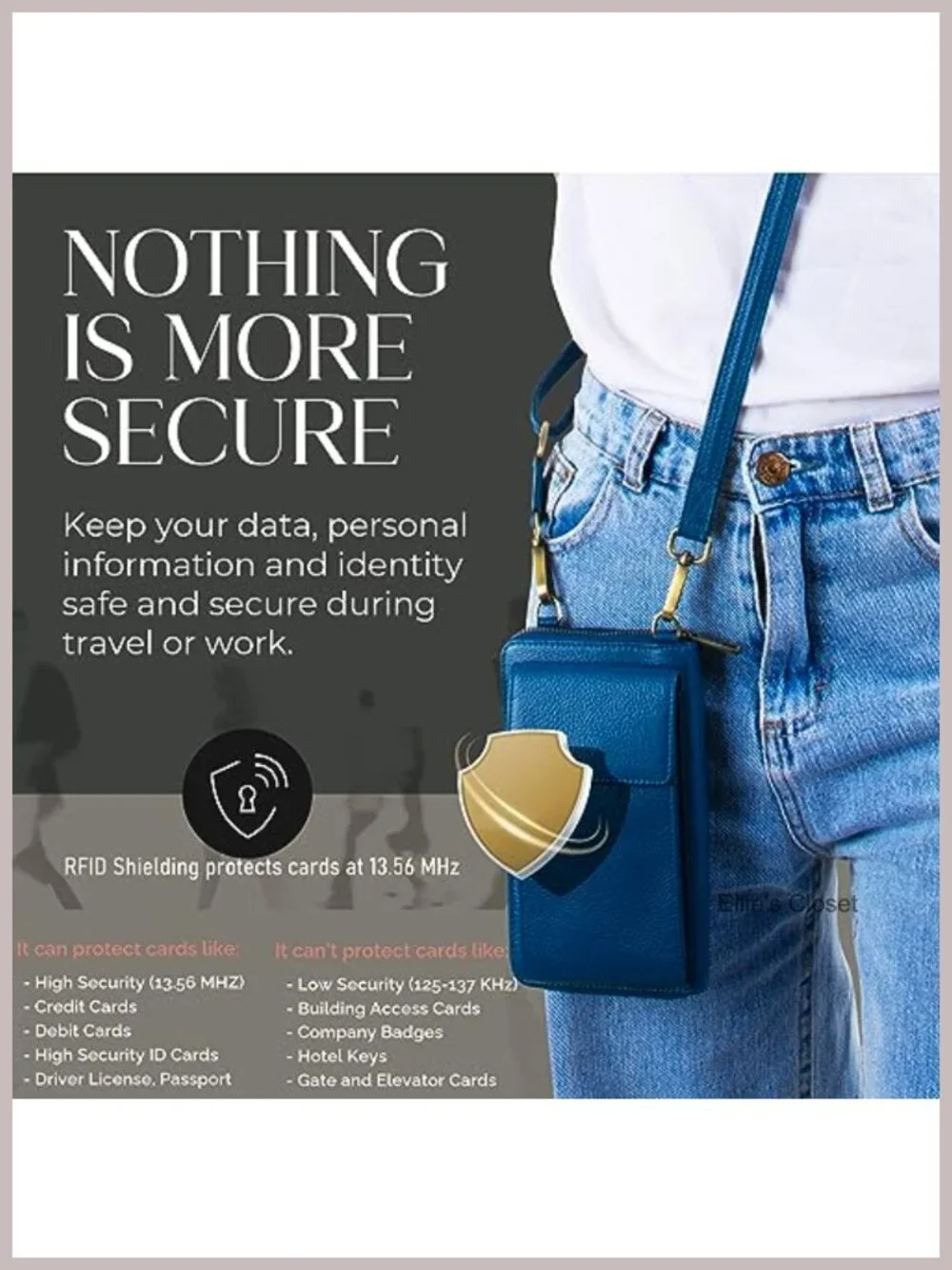 Women's Leather Crossbody Bag RFID Blocking Anti Theft Wallet Purse with